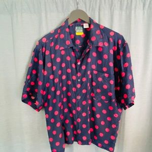Vintage silk polka dot button down shirt